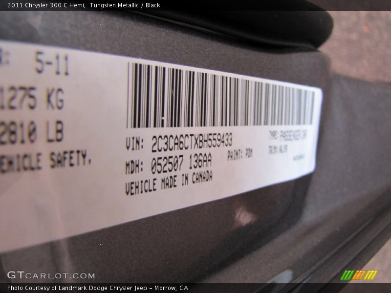 Tungsten Metallic / Black 2011 Chrysler 300 C Hemi