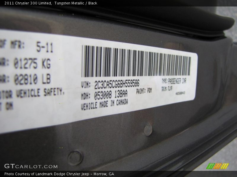 Tungsten Metallic / Black 2011 Chrysler 300 Limited