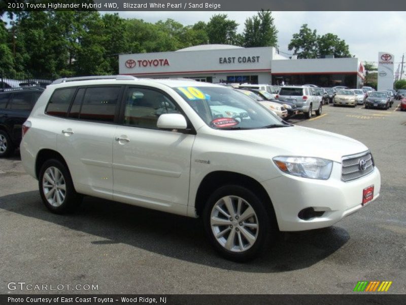 Blizzard White Pearl / Sand Beige 2010 Toyota Highlander Hybrid 4WD