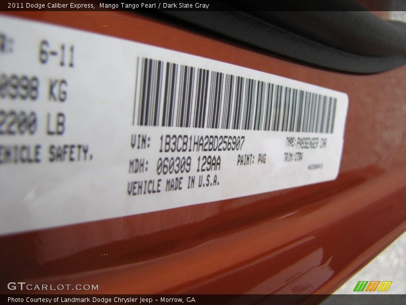 Mango Tango Pearl / Dark Slate Gray 2011 Dodge Caliber Express