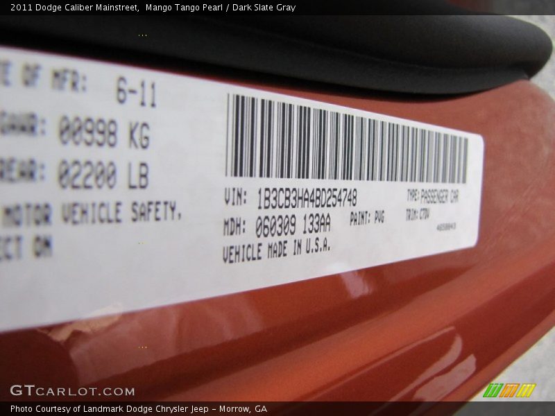 Mango Tango Pearl / Dark Slate Gray 2011 Dodge Caliber Mainstreet