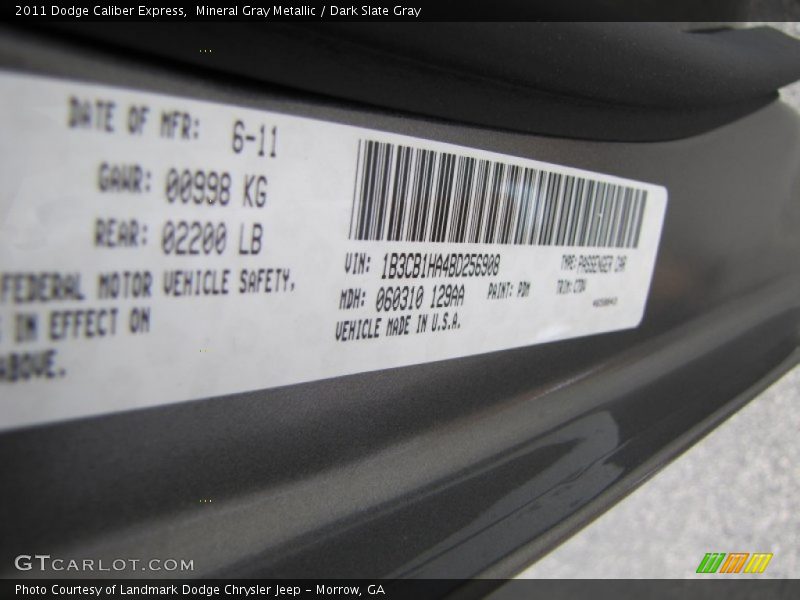 Mineral Gray Metallic / Dark Slate Gray 2011 Dodge Caliber Express