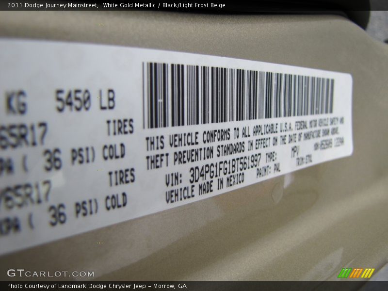 White Gold Metallic / Black/Light Frost Beige 2011 Dodge Journey Mainstreet