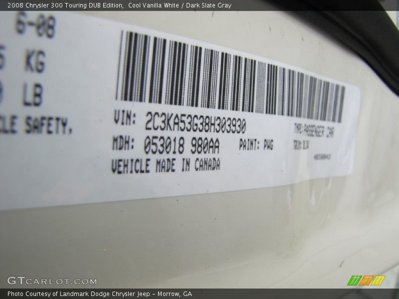 2008 300 Touring DUB Edition Cool Vanilla White Color Code PWG