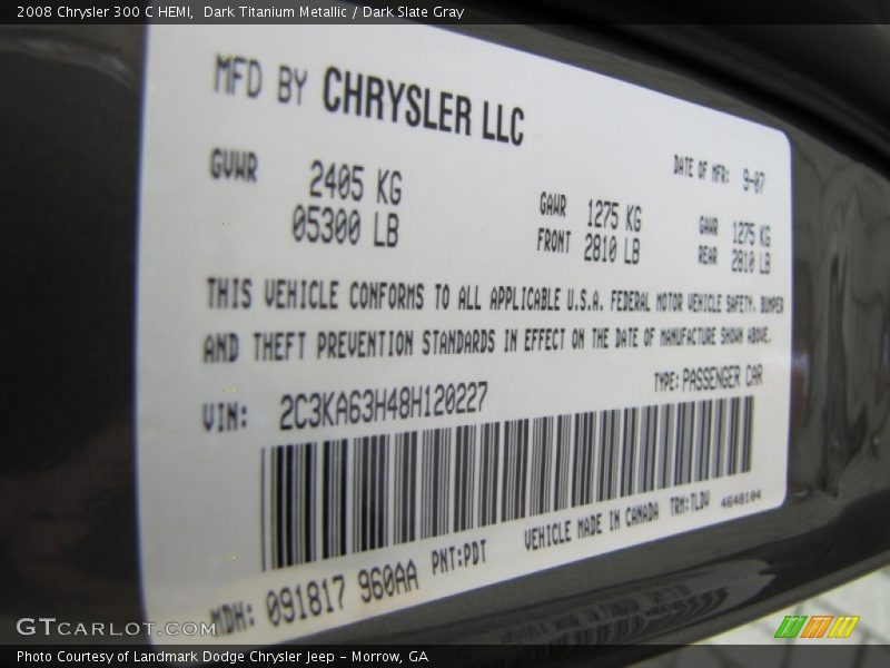 Dark Titanium Metallic / Dark Slate Gray 2008 Chrysler 300 C HEMI