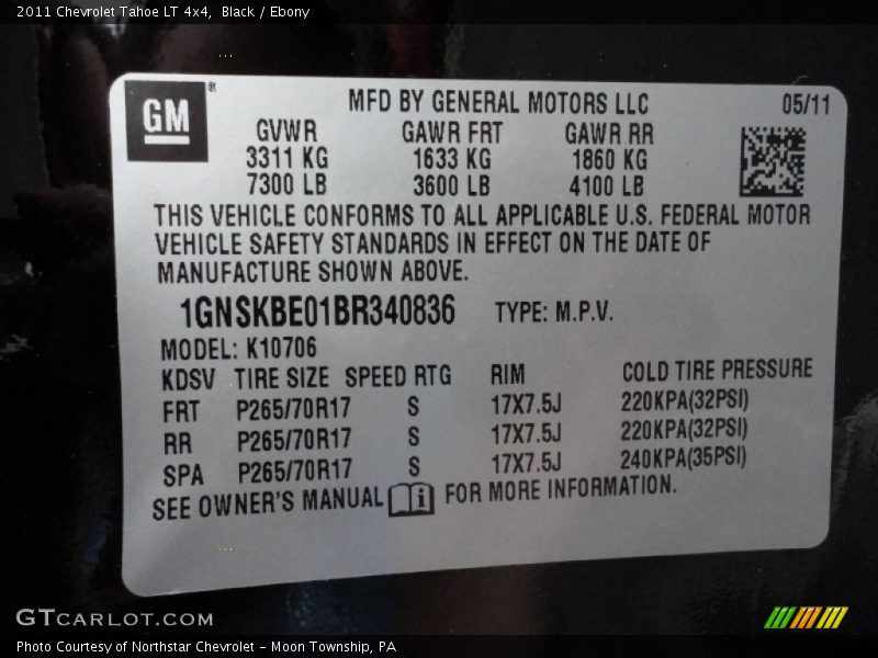 Black / Ebony 2011 Chevrolet Tahoe LT 4x4