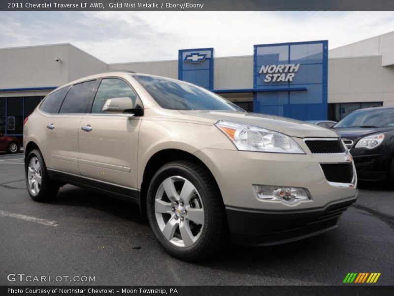 Gold Mist Metallic / Ebony/Ebony 2011 Chevrolet Traverse LT AWD