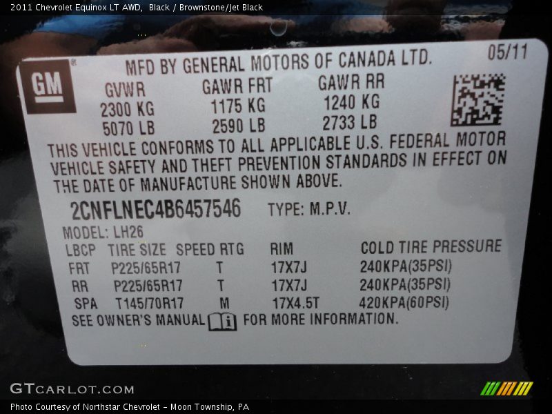 Black / Brownstone/Jet Black 2011 Chevrolet Equinox LT AWD