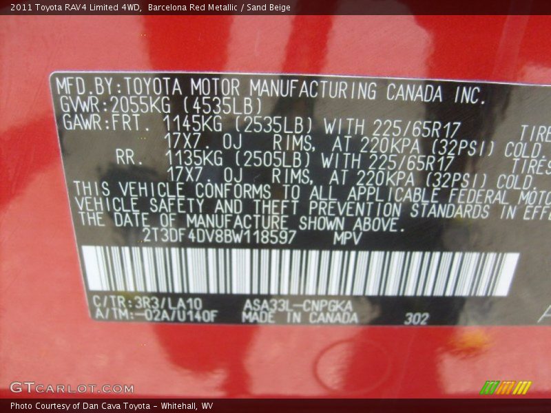 Barcelona Red Metallic / Sand Beige 2011 Toyota RAV4 Limited 4WD