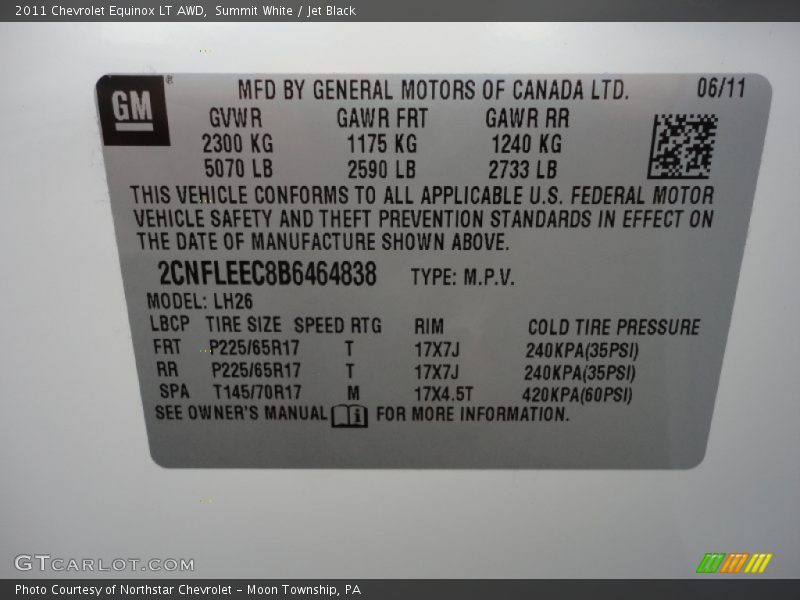 Summit White / Jet Black 2011 Chevrolet Equinox LT AWD