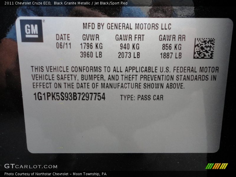 Black Granite Metallic / Jet Black/Sport Red 2011 Chevrolet Cruze ECO