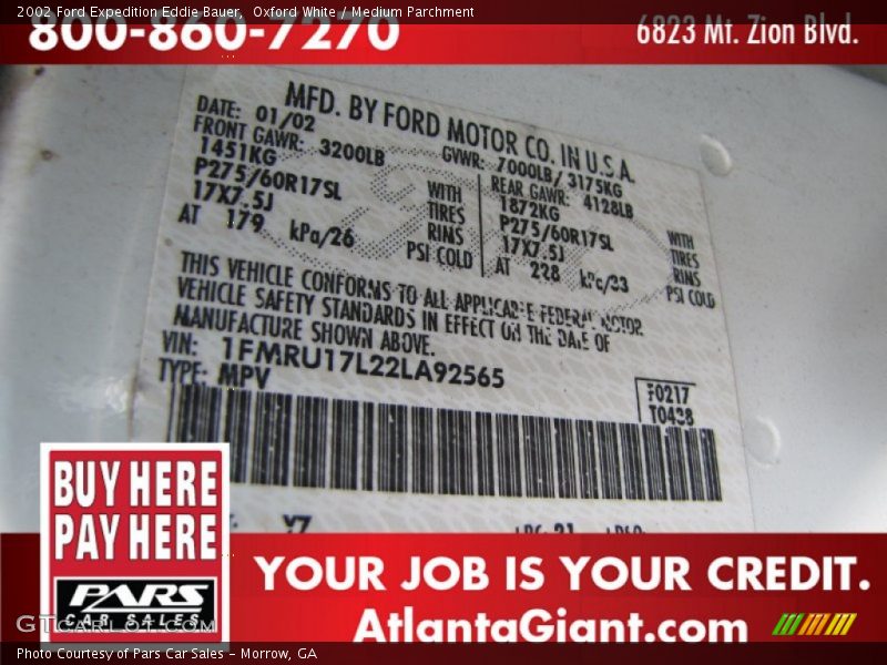 Oxford White / Medium Parchment 2002 Ford Expedition Eddie Bauer