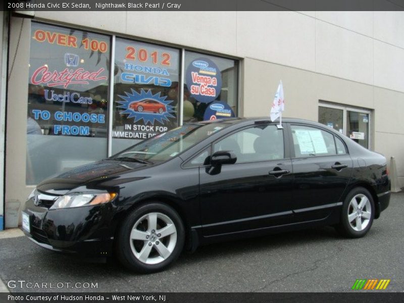 Nighthawk Black Pearl / Gray 2008 Honda Civic EX Sedan