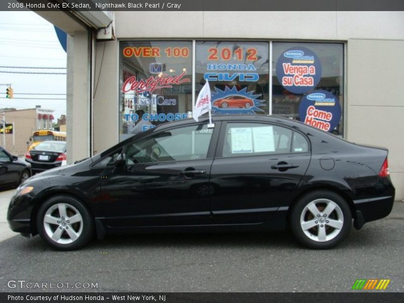 Nighthawk Black Pearl / Gray 2008 Honda Civic EX Sedan