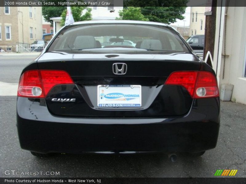 Nighthawk Black Pearl / Gray 2008 Honda Civic EX Sedan