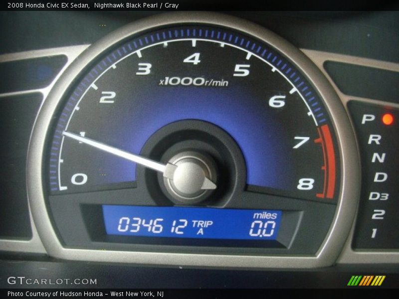 Nighthawk Black Pearl / Gray 2008 Honda Civic EX Sedan