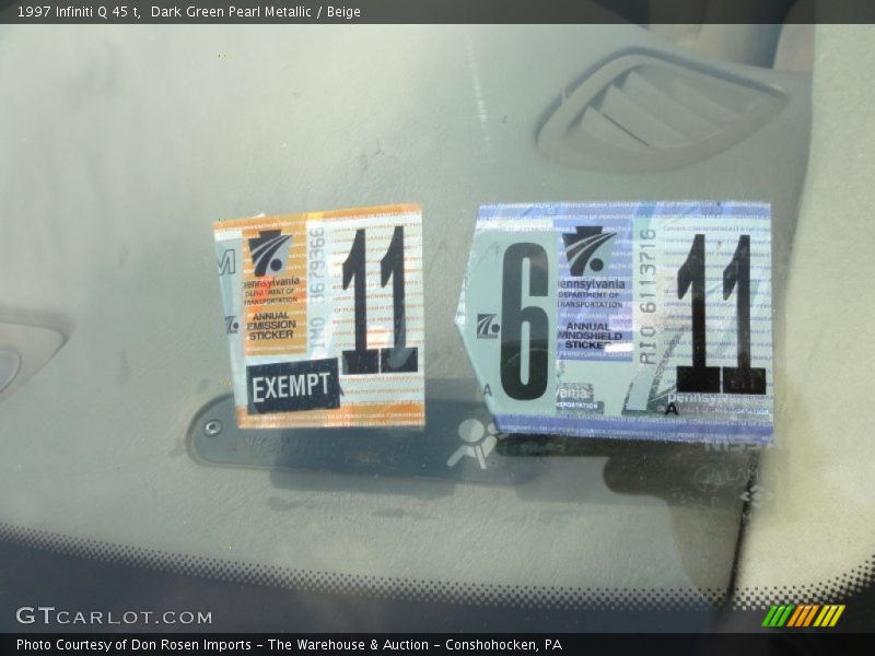 Dark Green Pearl Metallic / Beige 1997 Infiniti Q 45 t