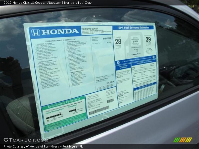  2012 Civic LX Coupe Window Sticker