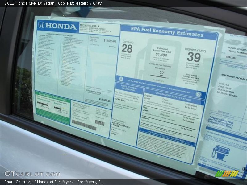  2012 Civic LX Sedan Window Sticker