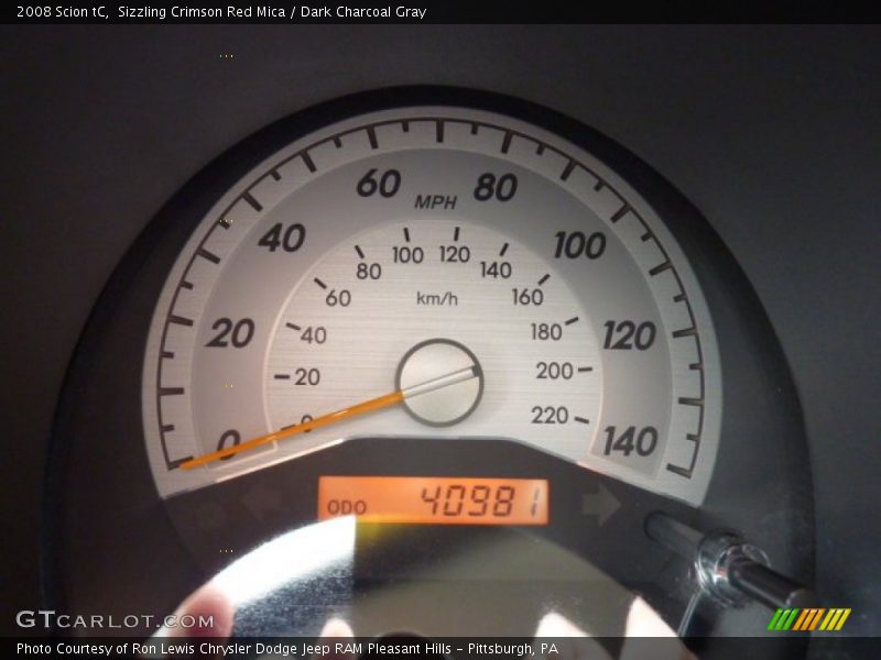 Sizzling Crimson Red Mica / Dark Charcoal Gray 2008 Scion tC