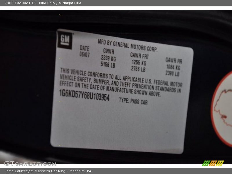 Blue Chip / Midnight Blue 2008 Cadillac DTS