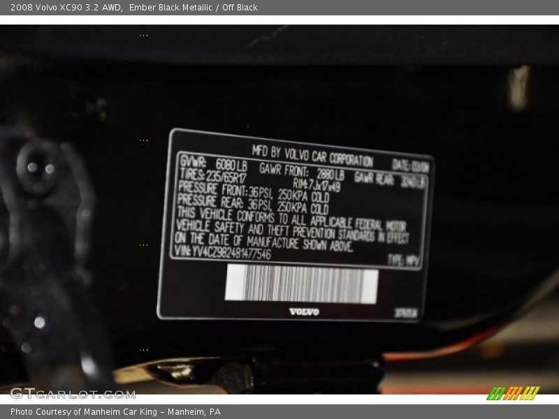 Ember Black Metallic / Off Black 2008 Volvo XC90 3.2 AWD