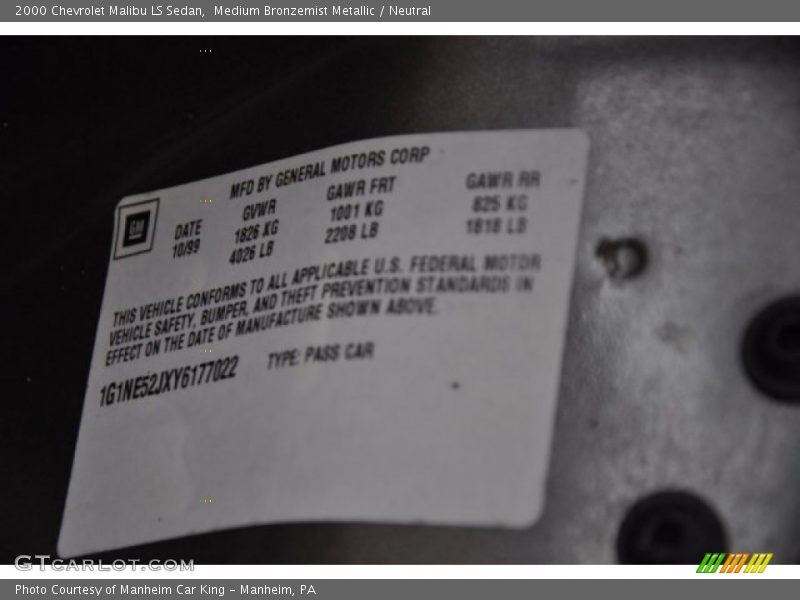 Medium Bronzemist Metallic / Neutral 2000 Chevrolet Malibu LS Sedan