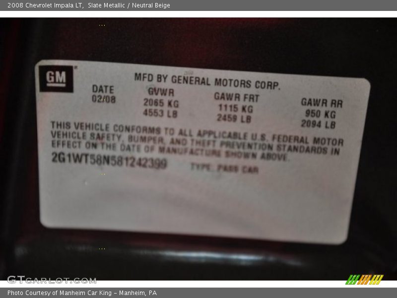 Slate Metallic / Neutral Beige 2008 Chevrolet Impala LT