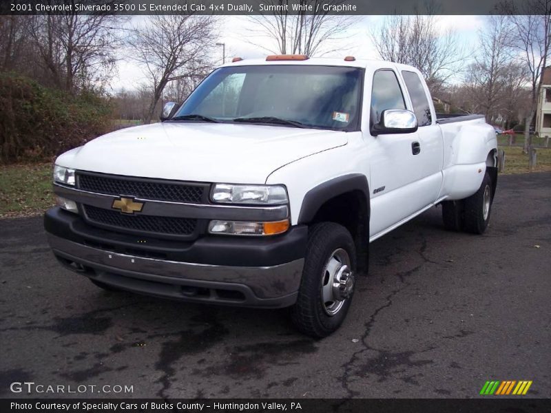 Summit White / Graphite 2001 Chevrolet Silverado 3500 LS Extended Cab 4x4 Dually