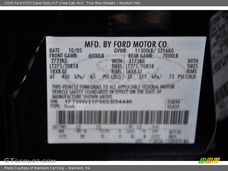 True Blue Metallic / Medium Flint 2006 Ford F350 Super Duty XLT Crew Cab 4x4