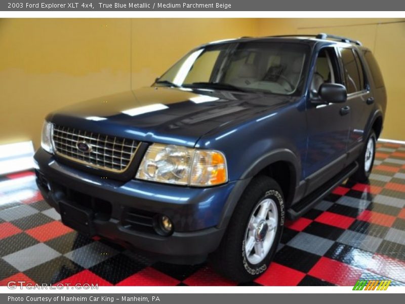 True Blue Metallic / Medium Parchment Beige 2003 Ford Explorer XLT 4x4