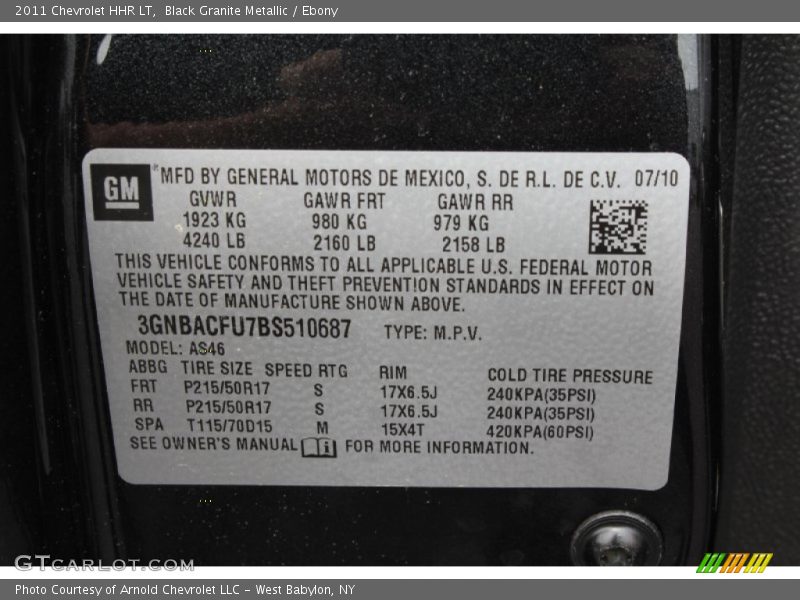 Black Granite Metallic / Ebony 2011 Chevrolet HHR LT