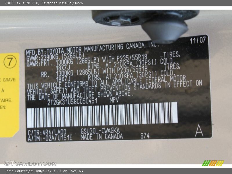Savannah Metallic / Ivory 2008 Lexus RX 350