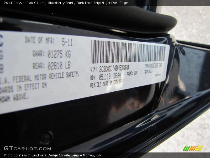 Blackberry Pearl / Dark Frost Beige/Light Frost Beige 2011 Chrysler 300 C Hemi