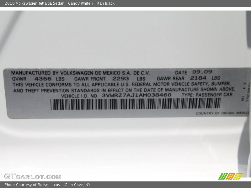 Candy White / Titan Black 2010 Volkswagen Jetta SE Sedan