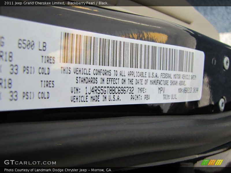 Blackberry Pearl / Black 2011 Jeep Grand Cherokee Limited