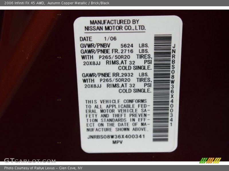 Autumn Copper Metallic / Brick/Black 2006 Infiniti FX 45 AWD