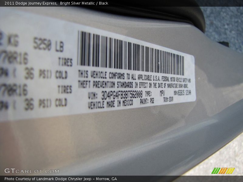 Bright Silver Metallic / Black 2011 Dodge Journey Express
