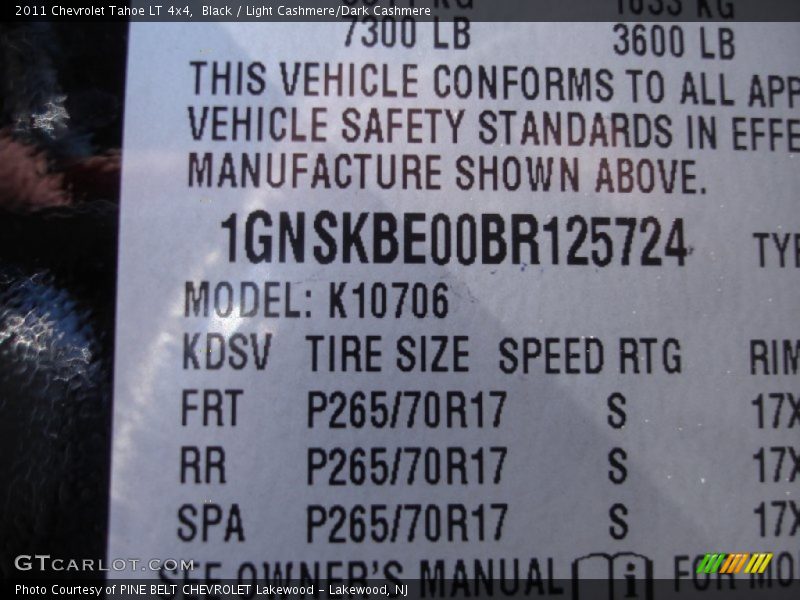 Black / Light Cashmere/Dark Cashmere 2011 Chevrolet Tahoe LT 4x4