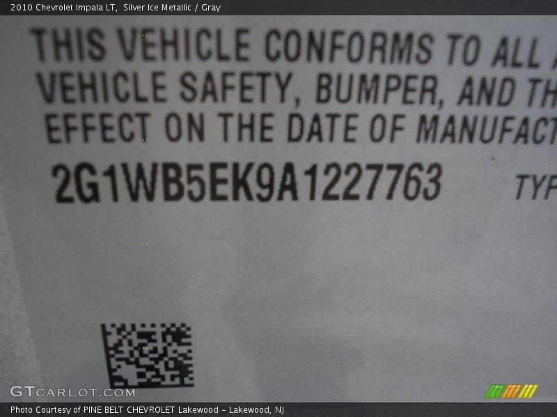 Silver Ice Metallic / Gray 2010 Chevrolet Impala LT