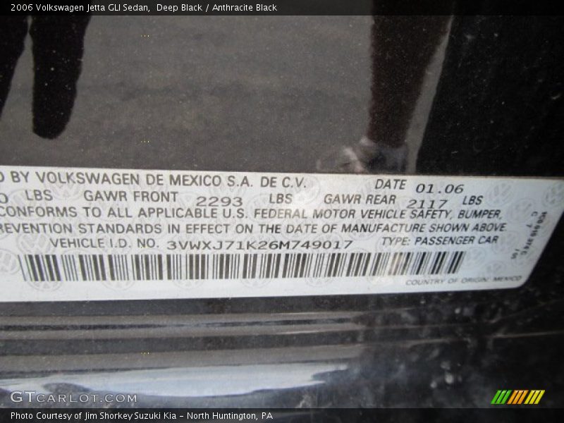 Deep Black / Anthracite Black 2006 Volkswagen Jetta GLI Sedan