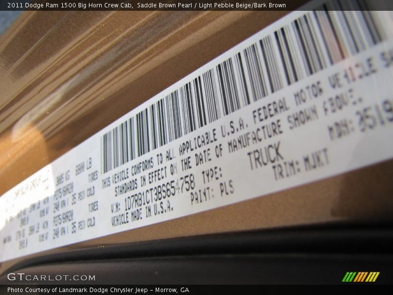 Saddle Brown Pearl / Light Pebble Beige/Bark Brown 2011 Dodge Ram 1500 Big Horn Crew Cab