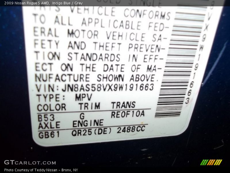 Indigo Blue / Gray 2009 Nissan Rogue S AWD