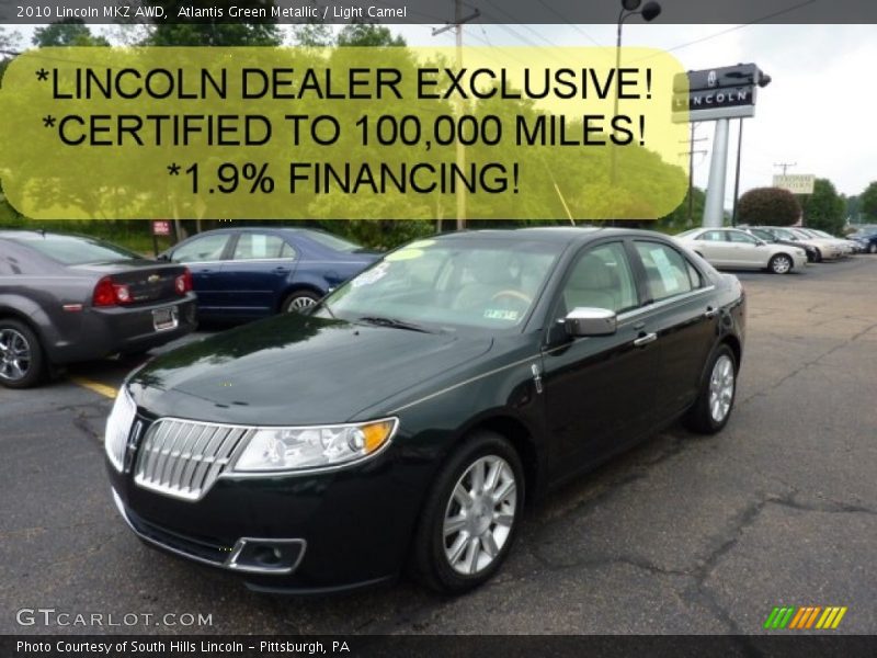 Atlantis Green Metallic / Light Camel 2010 Lincoln MKZ AWD