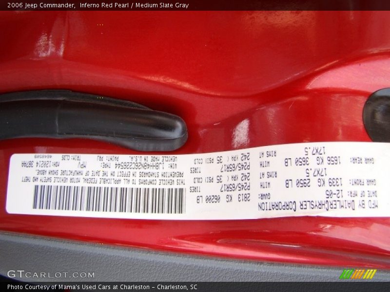 Inferno Red Pearl / Medium Slate Gray 2006 Jeep Commander