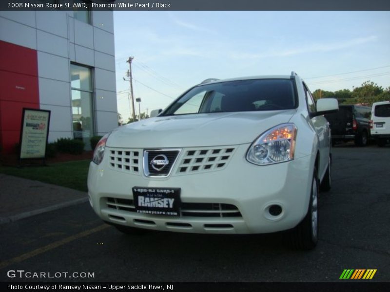 Phantom White Pearl / Black 2008 Nissan Rogue SL AWD