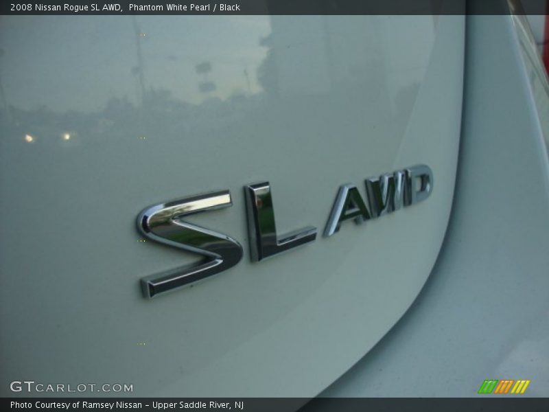 Phantom White Pearl / Black 2008 Nissan Rogue SL AWD