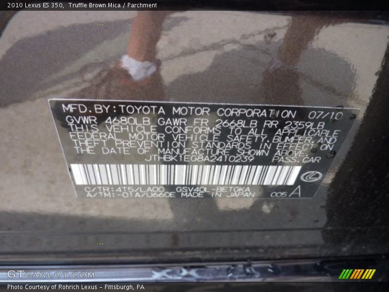 Truffle Brown Mica / Parchment 2010 Lexus ES 350