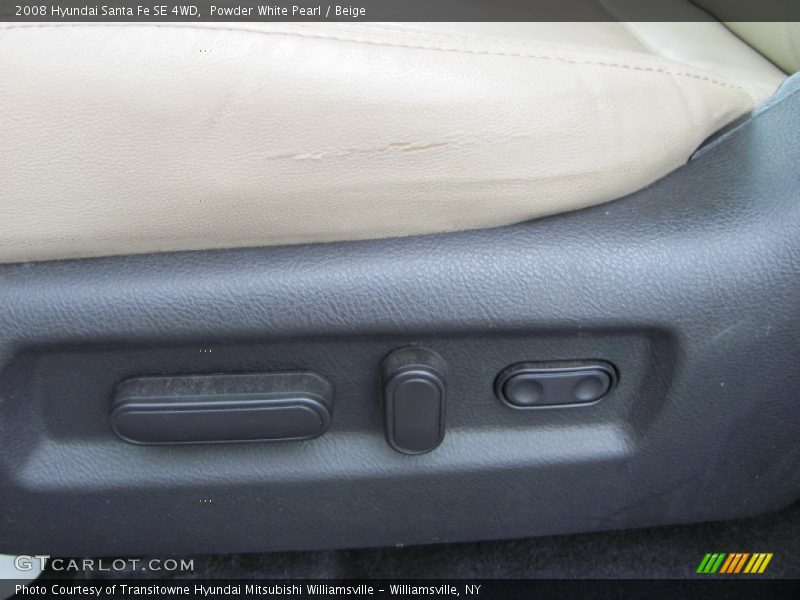 Powder White Pearl / Beige 2008 Hyundai Santa Fe SE 4WD