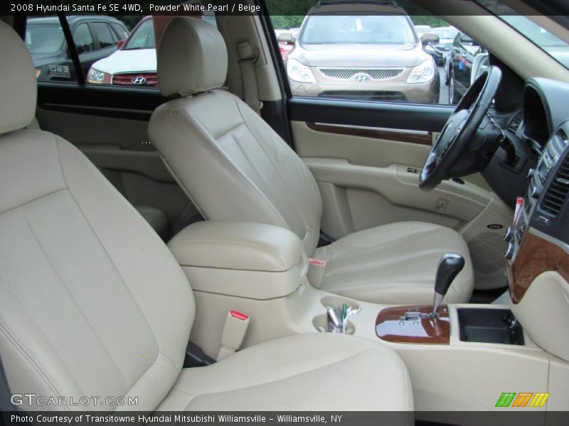 Powder White Pearl / Beige 2008 Hyundai Santa Fe SE 4WD